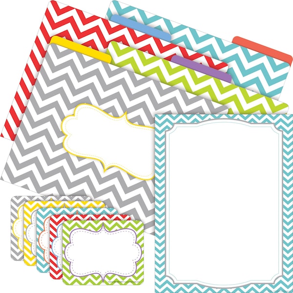 Barker Creek Beautiful Chevron Get Organized Office Kit, Multi-Design Set, 107/Set 111 - main